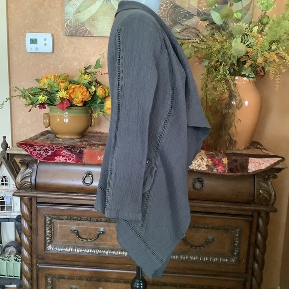 Monoreno size Medium open front asymmetrical padded shoulders jacket top… - Picture 3 of 6